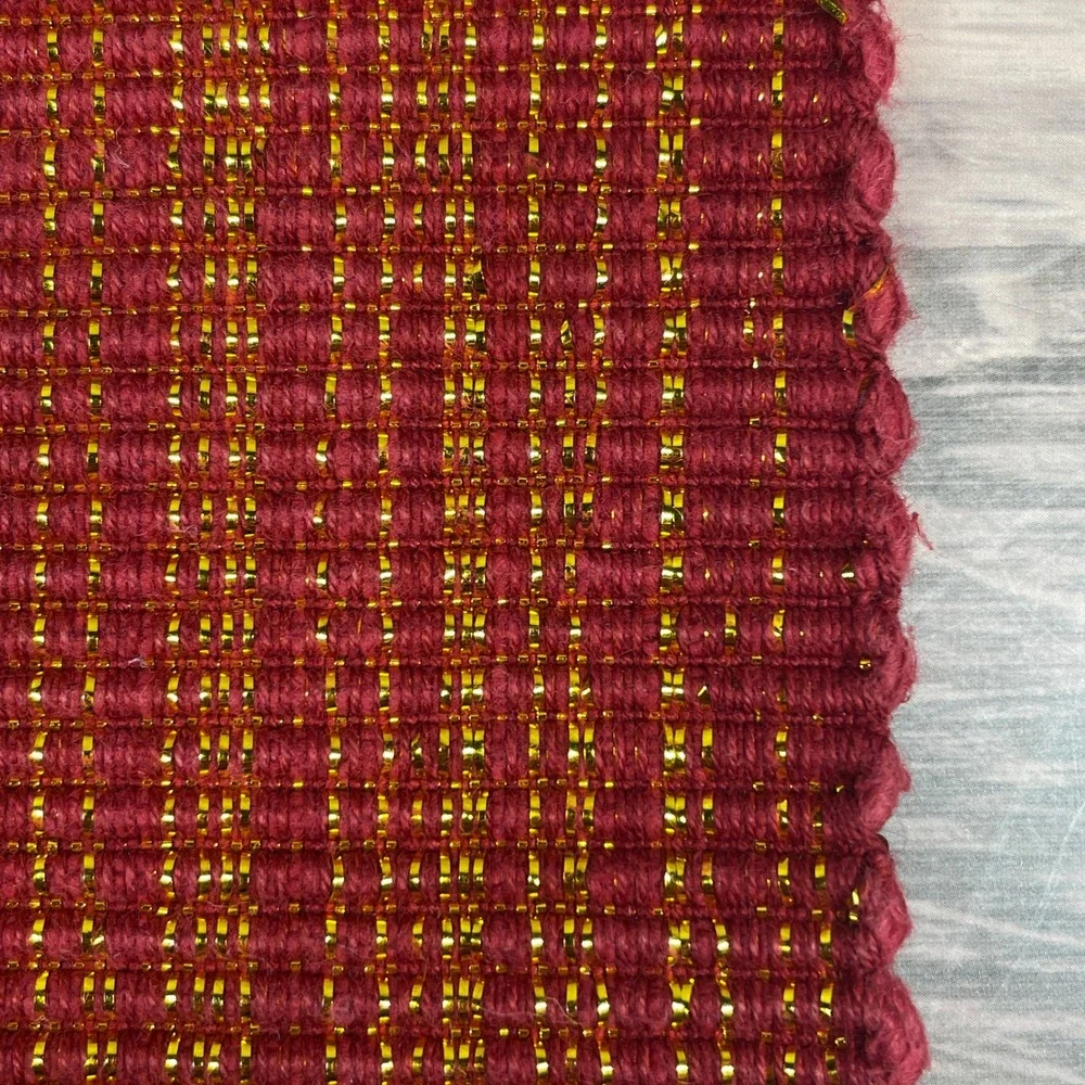 Red Woven Placemats with Gold Threading Set of 4 Table Decor Holiday Christmas
